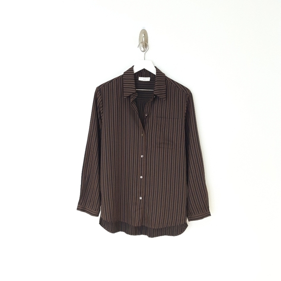FINAL ⬇️ | Neu Nomads | Button Down Boyfriend Shirt in Brown, Black Stripe - Picture 5 of 7